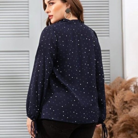 XL Navy Blue Plus SIze Long Sleeve Top - Picture 4 of 5